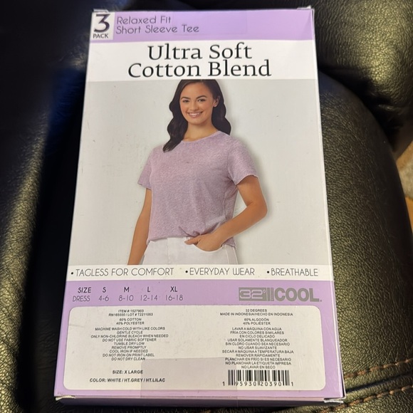 32 Degrees Ladies' Cotton Blend Tee, 3-pack XLarge Purple White Gray - Picture 12 of 12